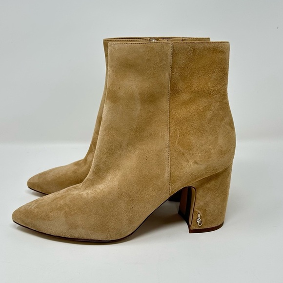 NEW Sam Edelman Hilty Suede Heeled Boots in Caramel - Picture 6 of 6